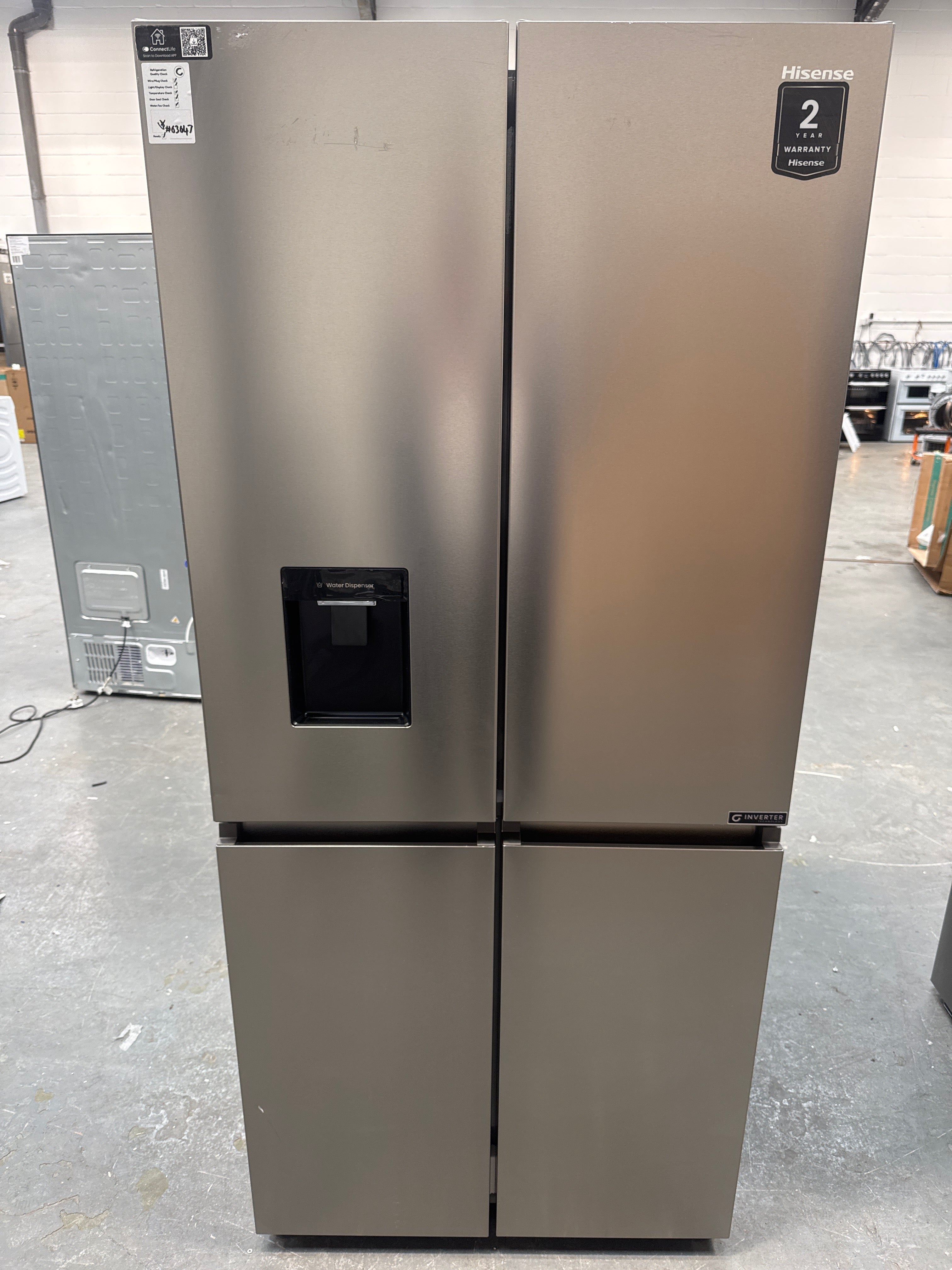 Hisense RQ5P470SMIE Wifi Connected Non-Plumbed Total No Frost American Fridge Freezer - Stainless Steel #63647