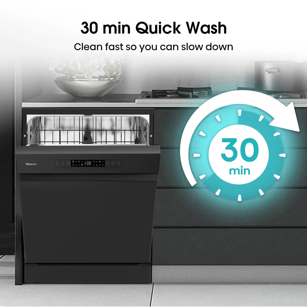 Hisense HS622E90BUK Standard Dishwasher - Black (EX-DISPLAY/C)