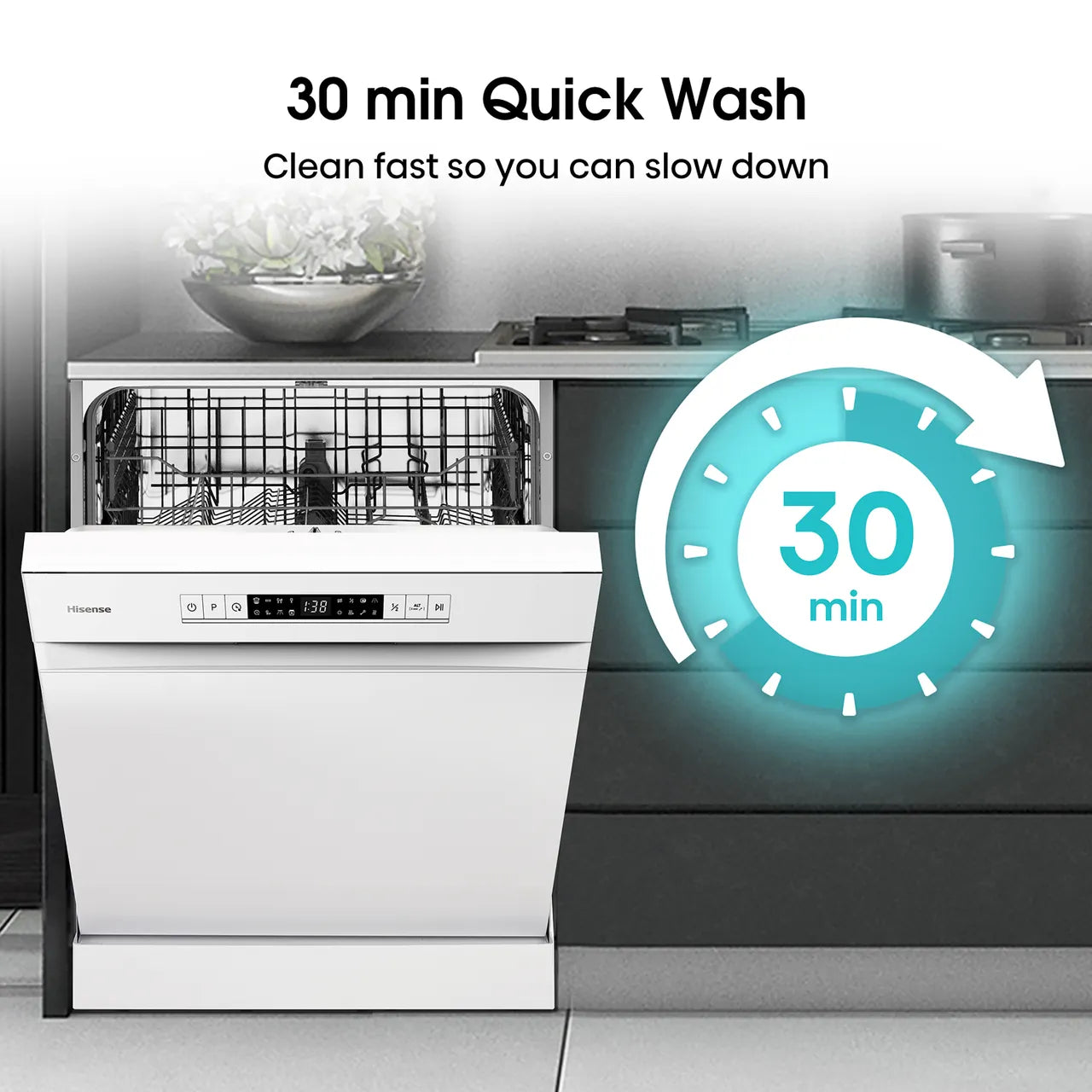 Hisense HS622E90WUK Standard Dishwasher - White (EX-DISPLAY/B)