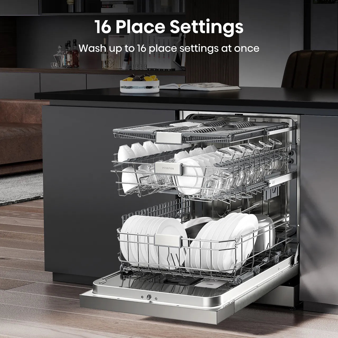 Hisense HS693C60XADUK Wifi Connected Standard Dishwasher - Stainless Steel (EX-DISPLAY/B)