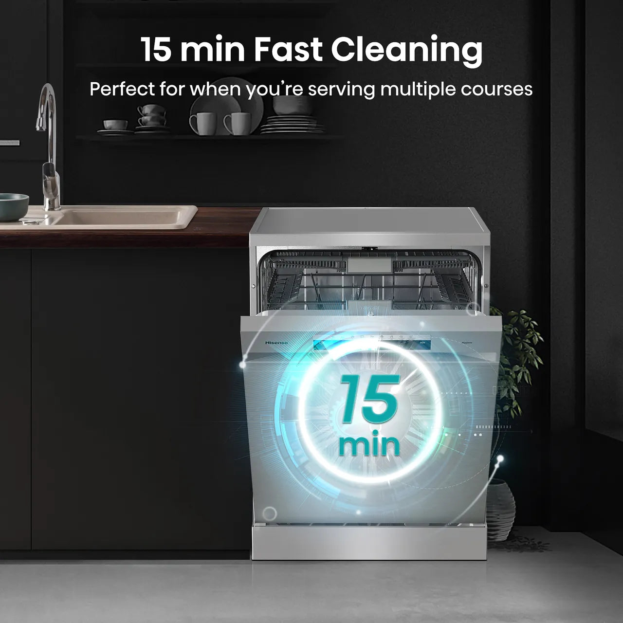 Hisense HS693C60XADUK Wifi Connected Standard Dishwasher - Stainless Steel (EX-DISPLAY/B)