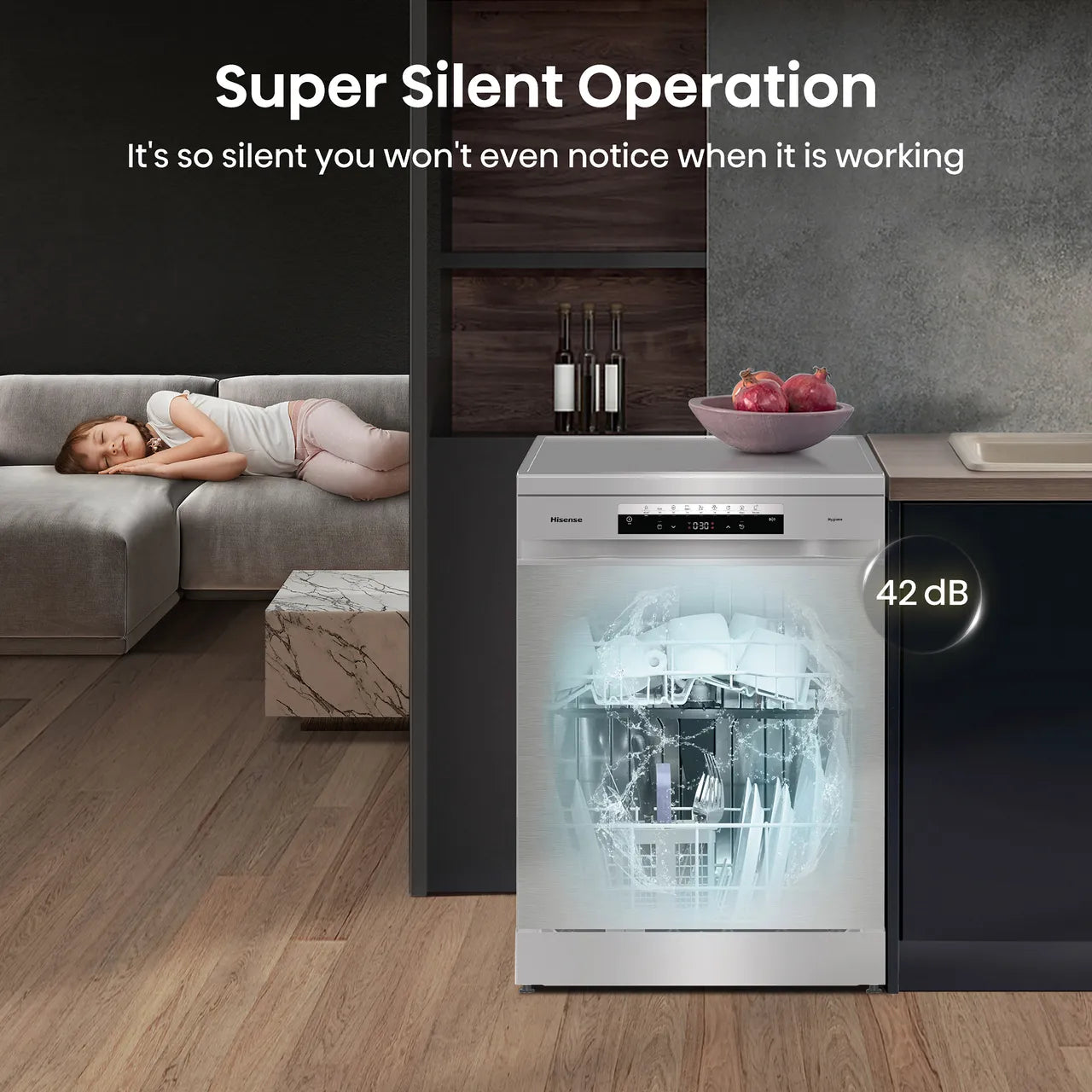 Hisense HS693C60XADUK Wifi Connected Standard Dishwasher - Stainless Steel (EX-DISPLAY/B)