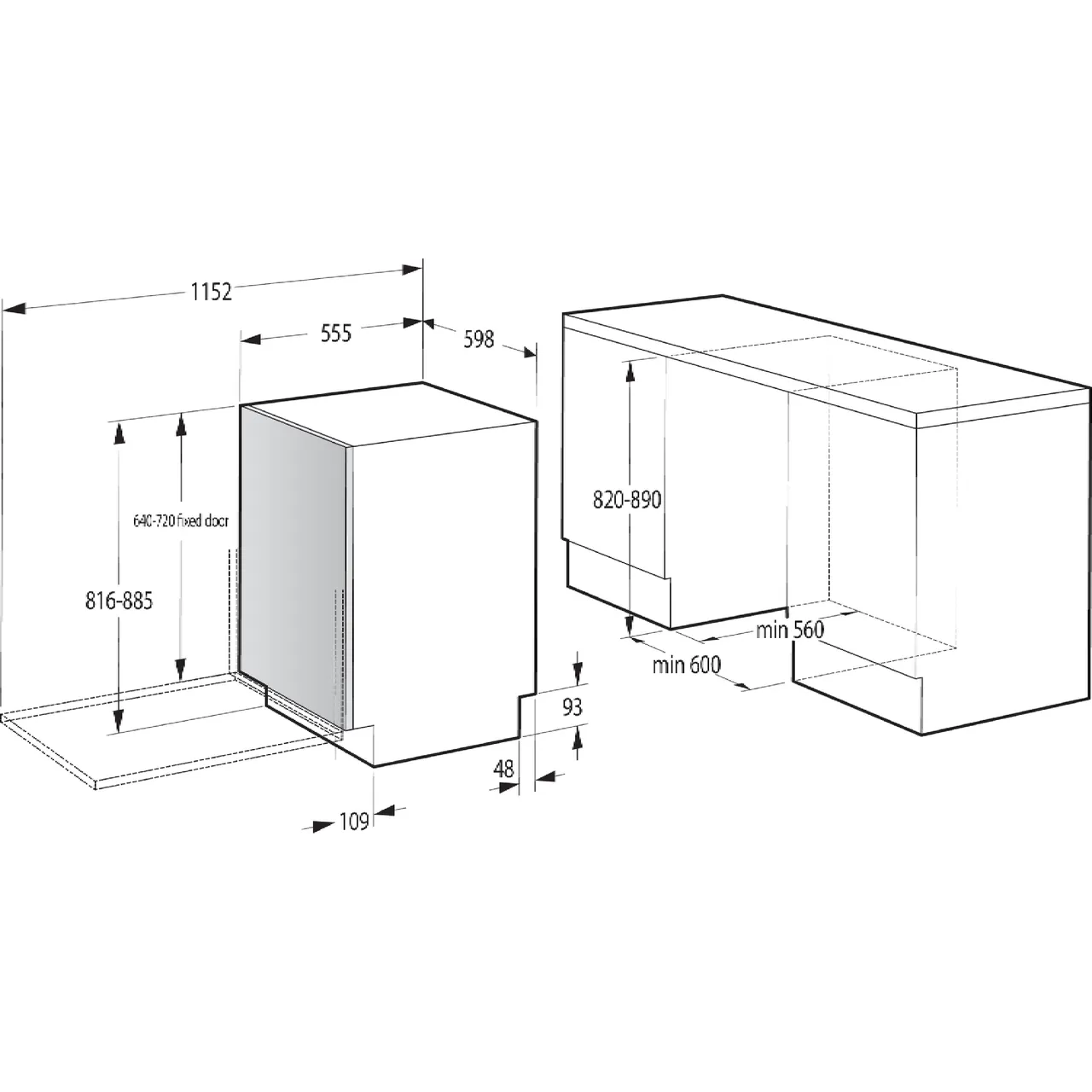 Hisense HV642E90UK Fully Integrated Standard Dishwasher - Stainless Steel Control Panel (EX-DISPLAY/B)