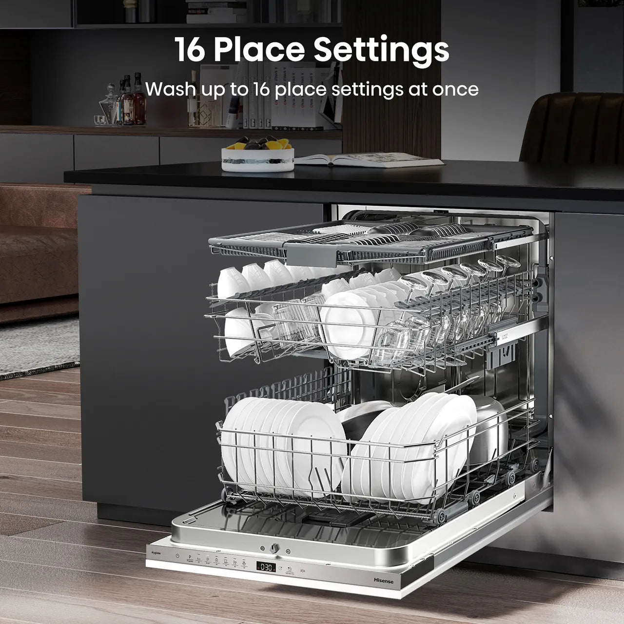 Hisense HV643D90UK Fully Integrated Standard Dishwasher - Stainless Steel Control Panel (EX-DISPLAY/A)
