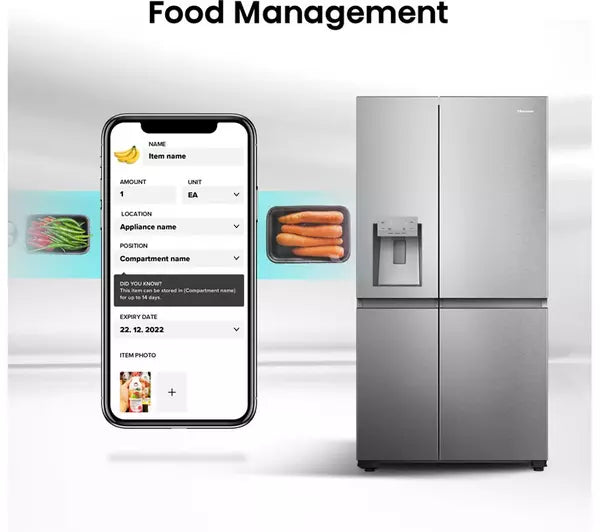 Hisense RS818N4TIE Wifi Connected Non-Plumbed Total No Frost American Fridge Freezer - Stainless Steel (EX-DISPLAY/B)