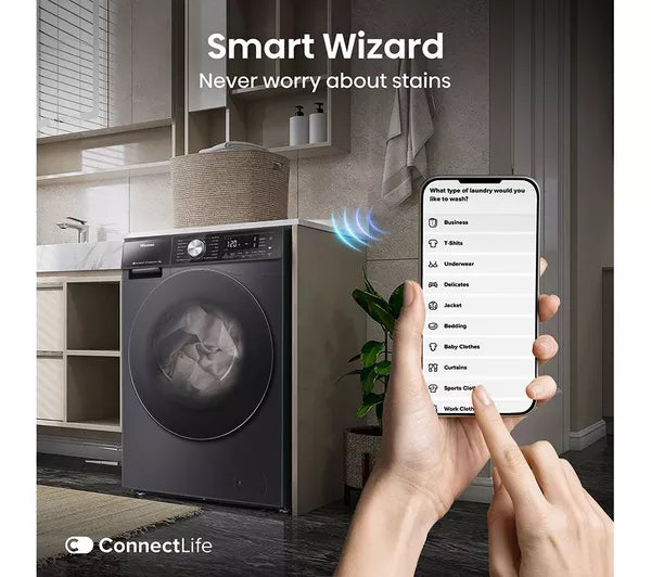 Hisense 3 Series WFQA1214EVJMT 12kg Washing Machine with 1400 rpm - Titanium - A Rated (EX-DISPLAY/B)