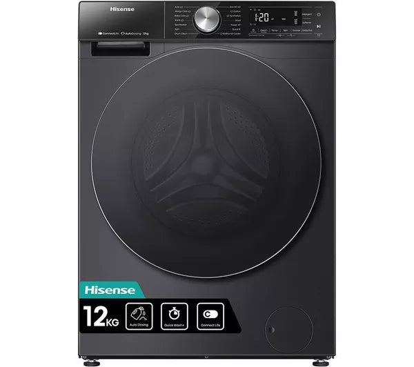 Hisense 3 Series WFQA1214EVJMT 12kg Washing Machine with 1400 rpm - Titanium - A Rated (EX-DISPLAY/B)
