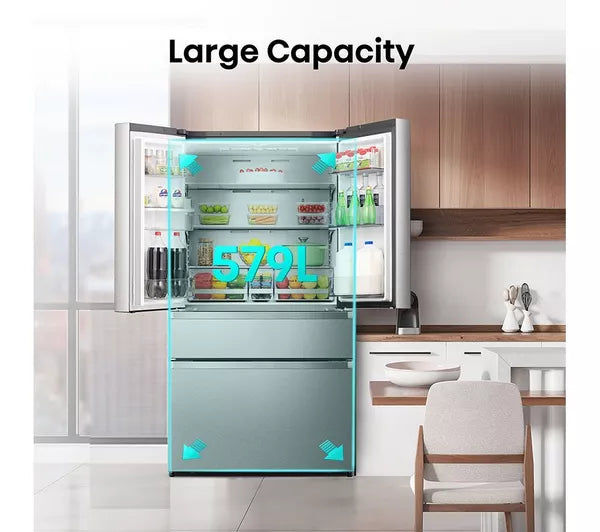 Hisense PureFlat RF749N4SWSE Non-Plumbed Frost Free American Fridge Freezer - Stainless Steel (EX-DISPLAY/B)