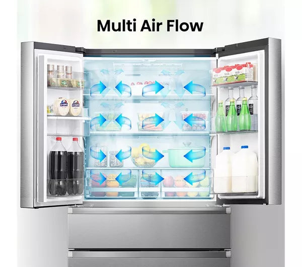 Hisense PureFlat RF749N4SWSE Non-Plumbed Frost Free American Fridge Freezer - Stainless Steel (EX-DISPLAY/B)