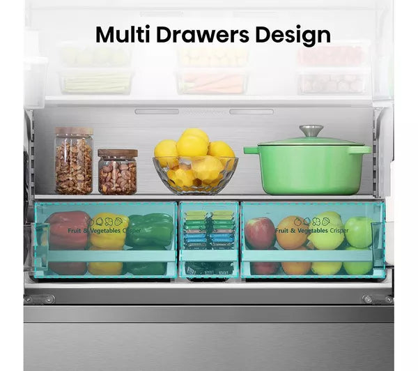 Hisense PureFlat RF749N4SWSE Non-Plumbed Frost Free American Fridge Freezer - Stainless Steel (EX-DISPLAY/B)