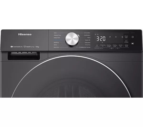 Hisense 5S Series DH5S102BB Wifi Connected 10Kg Heat Pump Tumble Dryer - Black - A+++ Rated (EX-DISPLAY/A)