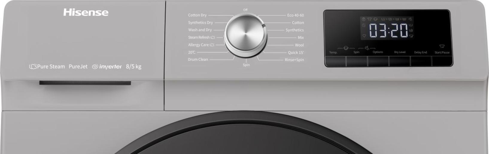 Hisense 3 Series WDQA8014EVJMT 8Kg / 5Kg Washer Dryer with 1400 rpm - Titanium (EX-DISPLAY/C)