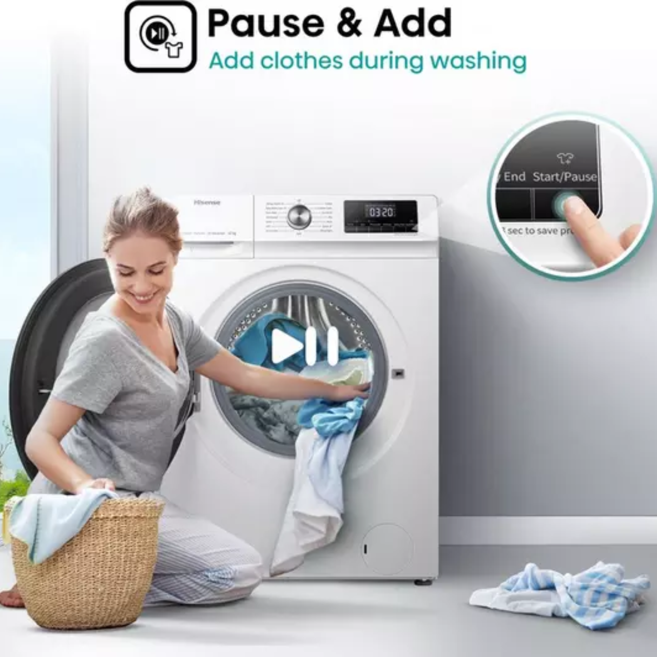 Hisense 3 Series WFQA1214EVJM 12kg Washing Machine with 1400 rpm - White - A Rated (EX-DISPLAY/C)