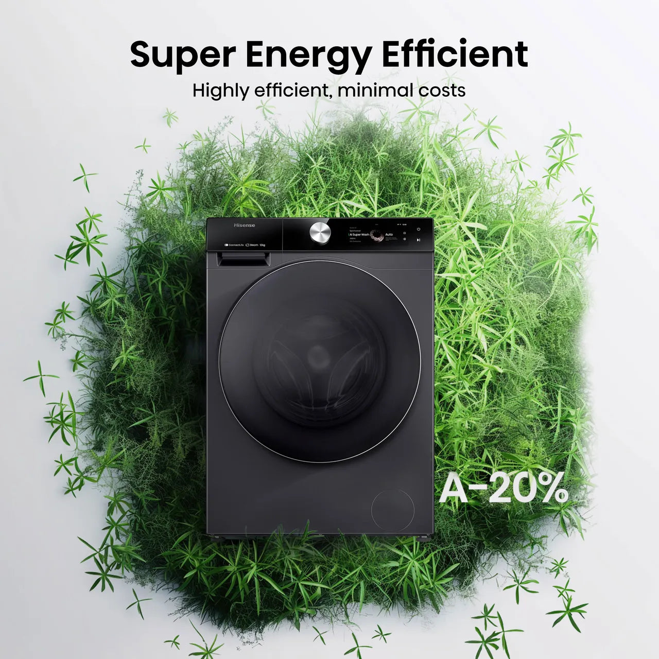 Hisense 7S Series WF7S1247BB 12kg WiFi Connected Washing Machine with 1400 rpm - Black - A Rated (EX-DISPLAY/C)