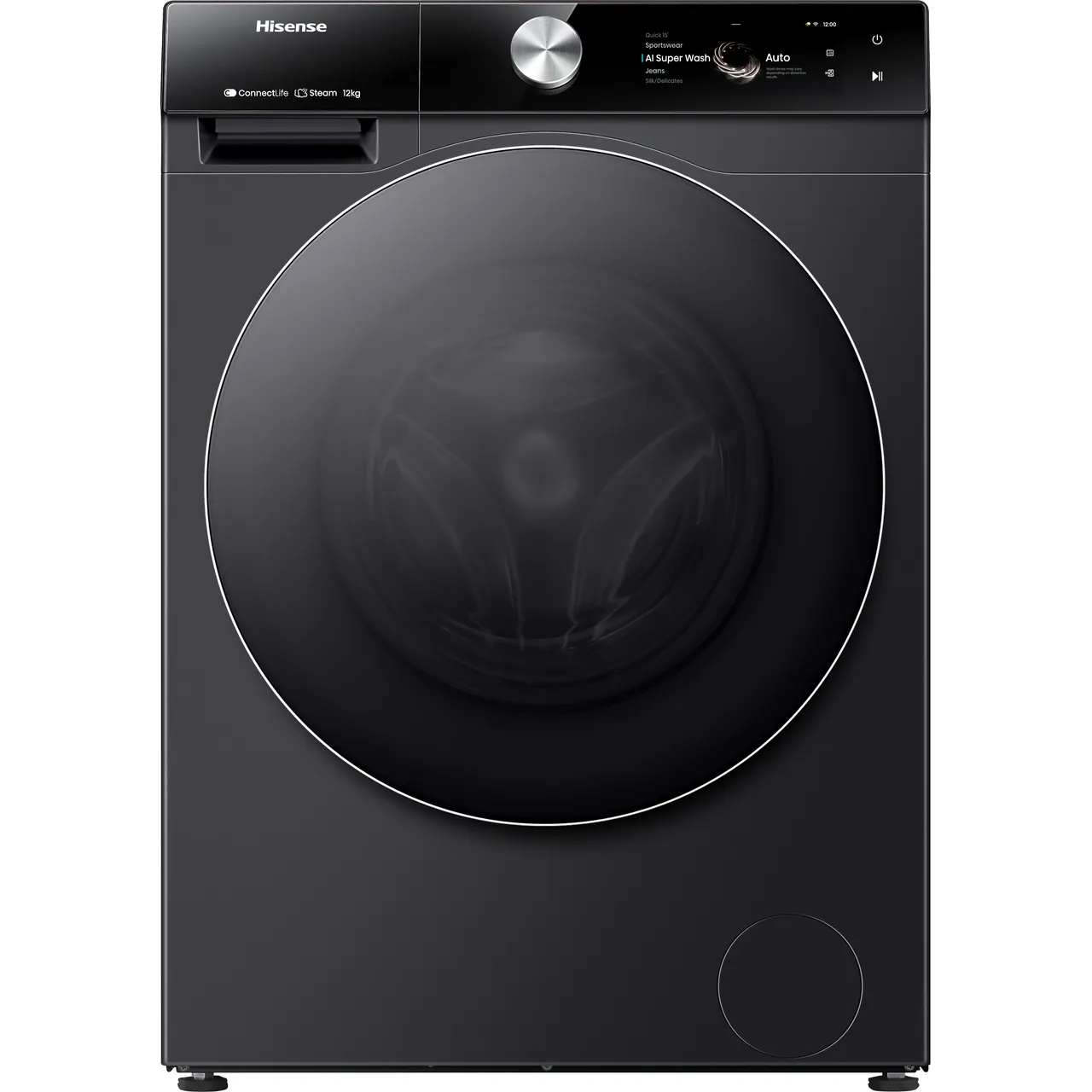 Hisense 7S Series WF7S1247BB 12kg WiFi Connected Washing Machine with 1400 rpm - Black - A Rated (EX-DISPLAY/C)