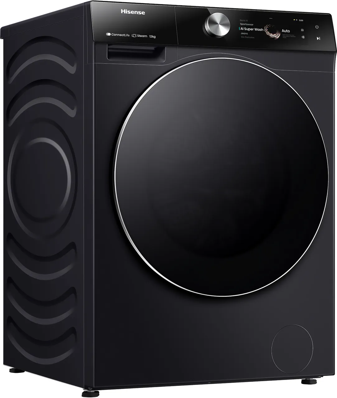 Hisense 7S Series WF7S1247BB 12kg WiFi Connected Washing Machine with 1400 rpm - Black - A Rated (EX-DISPLAY/C)