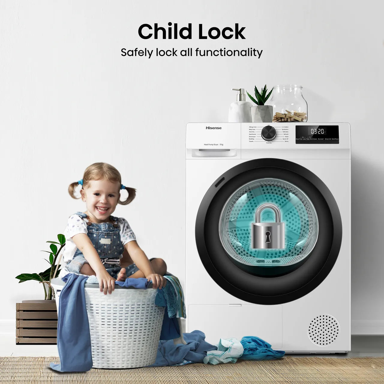Hisense 1Q Series DH1Q802BW2 8Kg Heat Pump Tumble Dryer - White - A++ Rated (EX-DISPLAY/B)