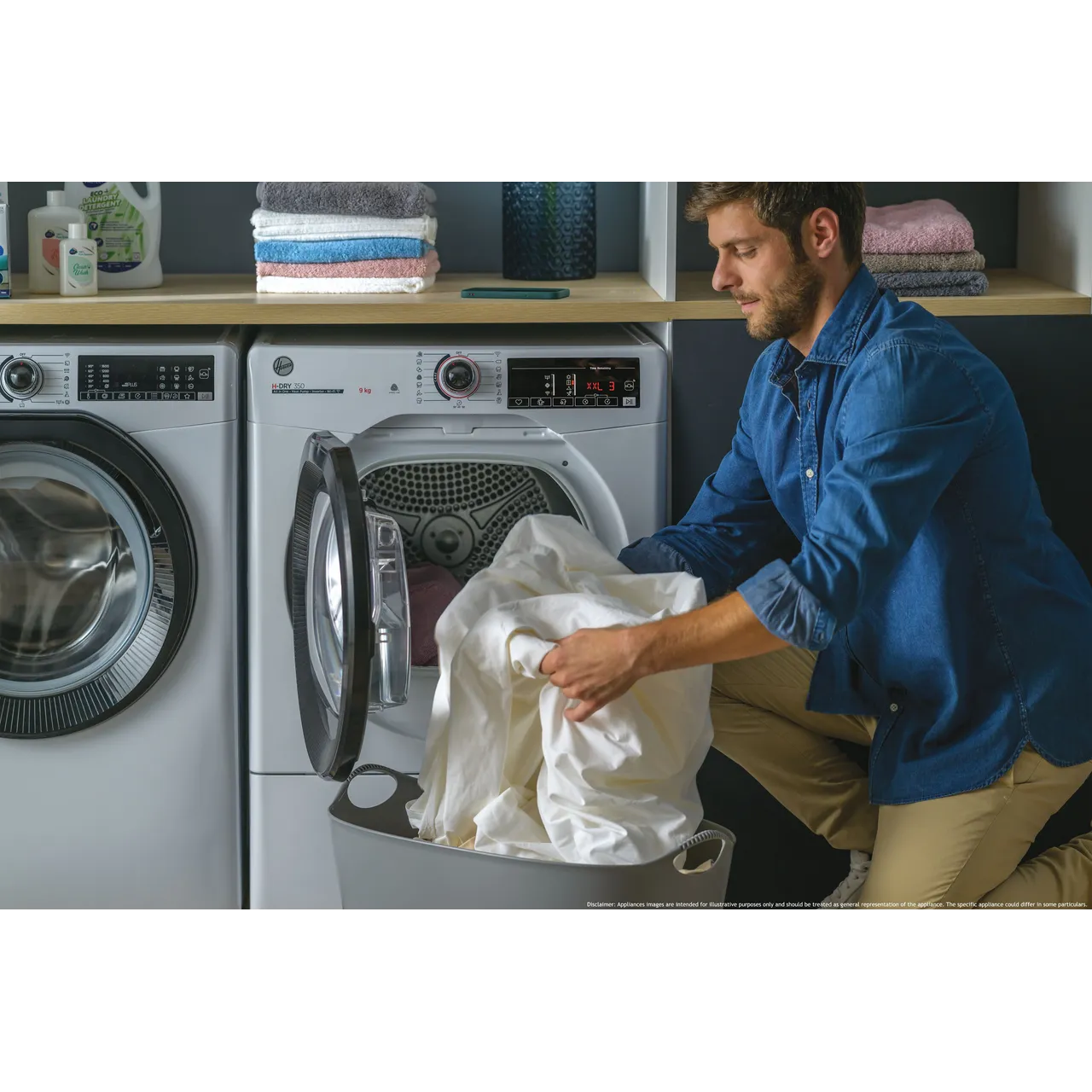 Hoover H-DRY 350 HRE H9N2TBE-80 Wifi Connected 9Kg Heat Pump Tumble Dryer - White - A++ Rated (EX-DISPLAY/C)