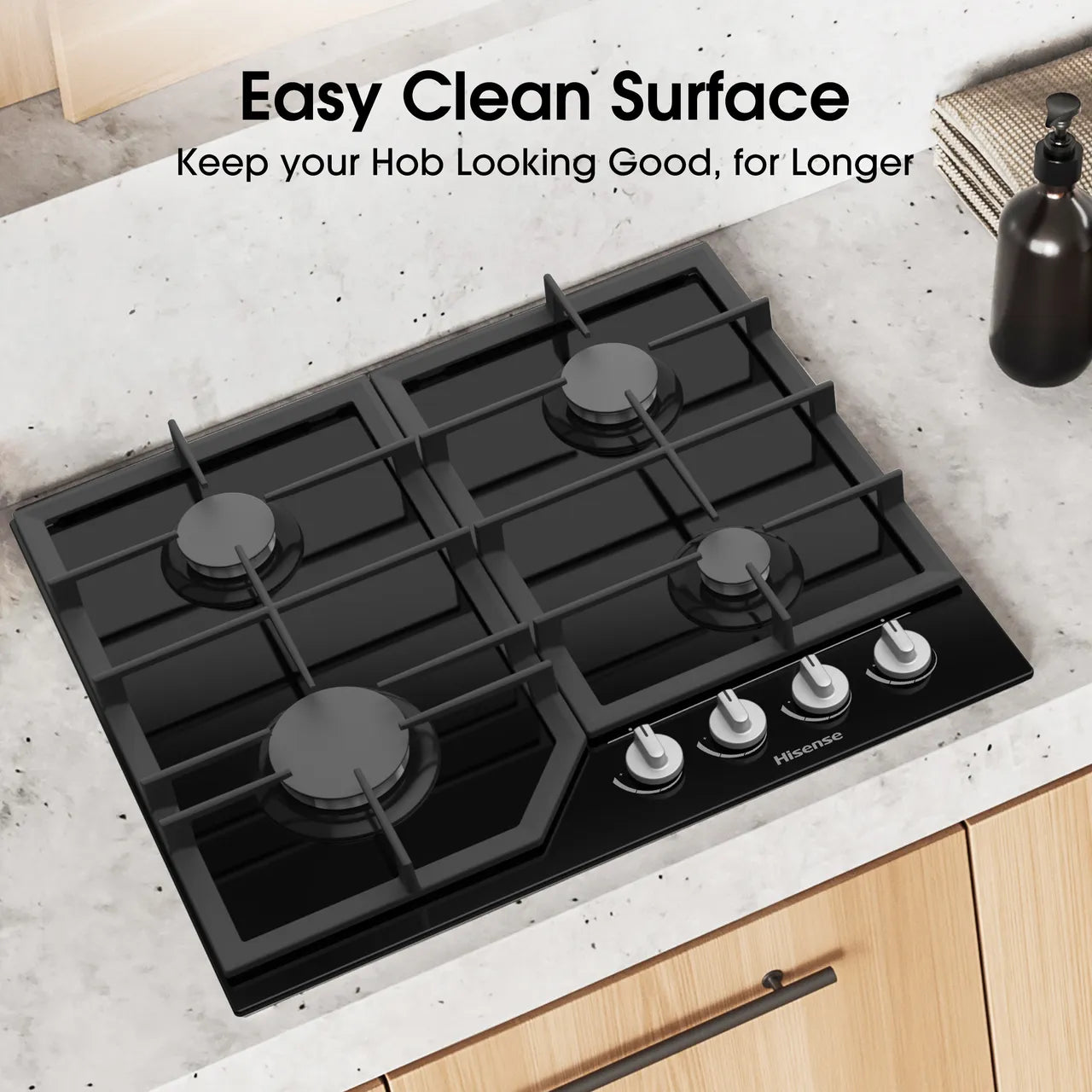 Hisense GG643B 60cm Gas Hob - Black