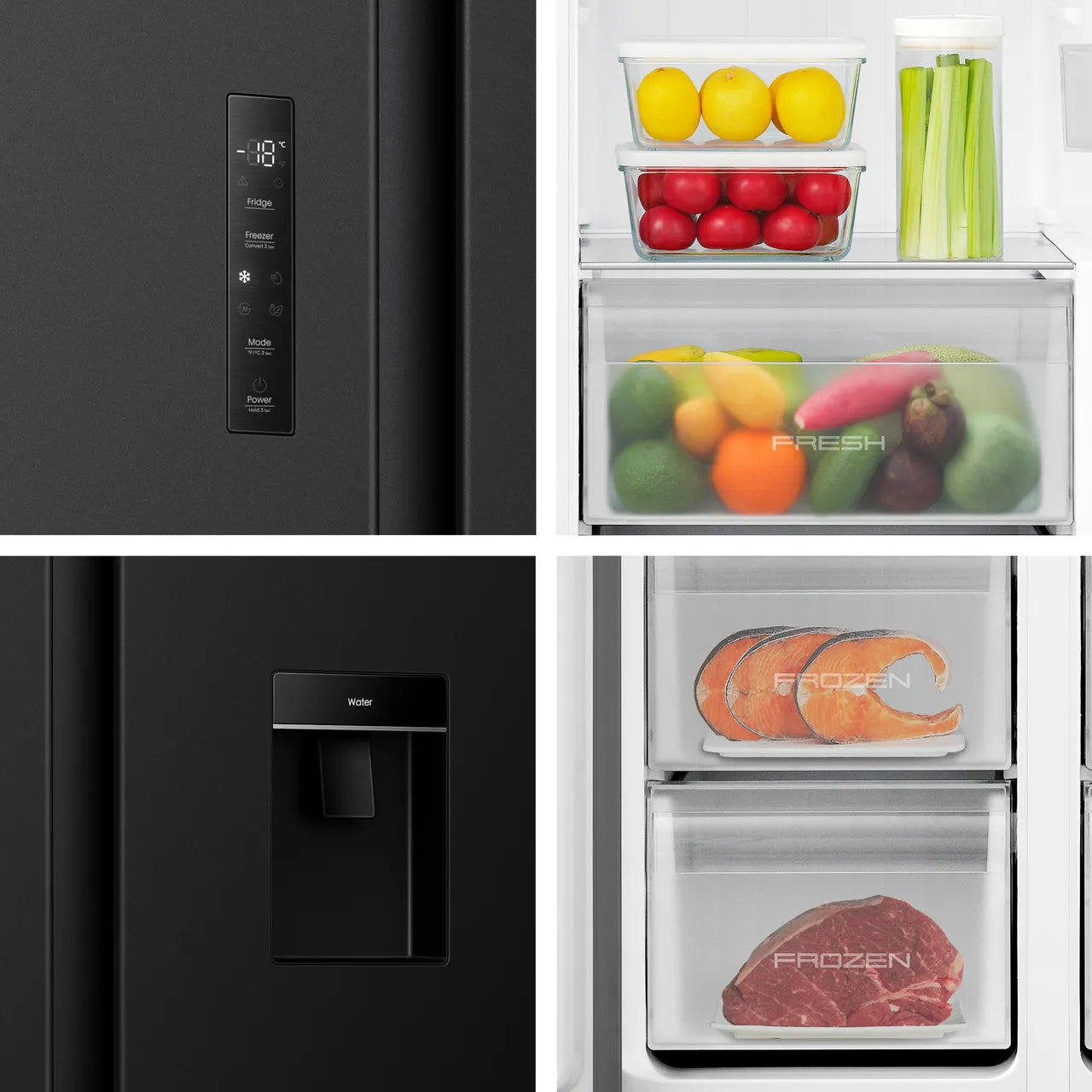 Fridgemaster MS91558DEB Total No Frost American Fridge Freezer - Black #63627