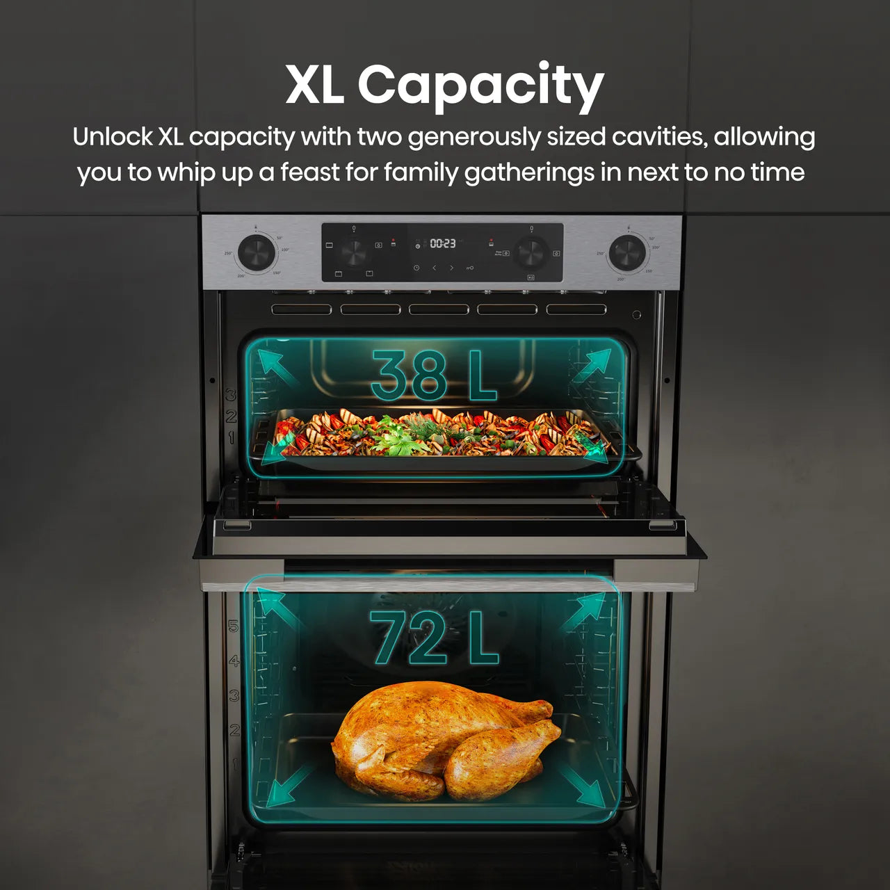 Hisense Hi6 BID914221CX Built In Electric Double Oven - Stainless Steel - A/A Rated (EX-DISPLAY/A)