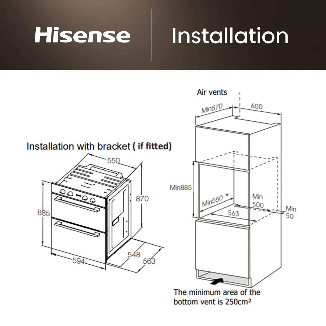 Hisense Hi6 BID914221CX Built In Electric Double Oven - Stainless Steel - A/A Rated (EX-DISPLAY/A)