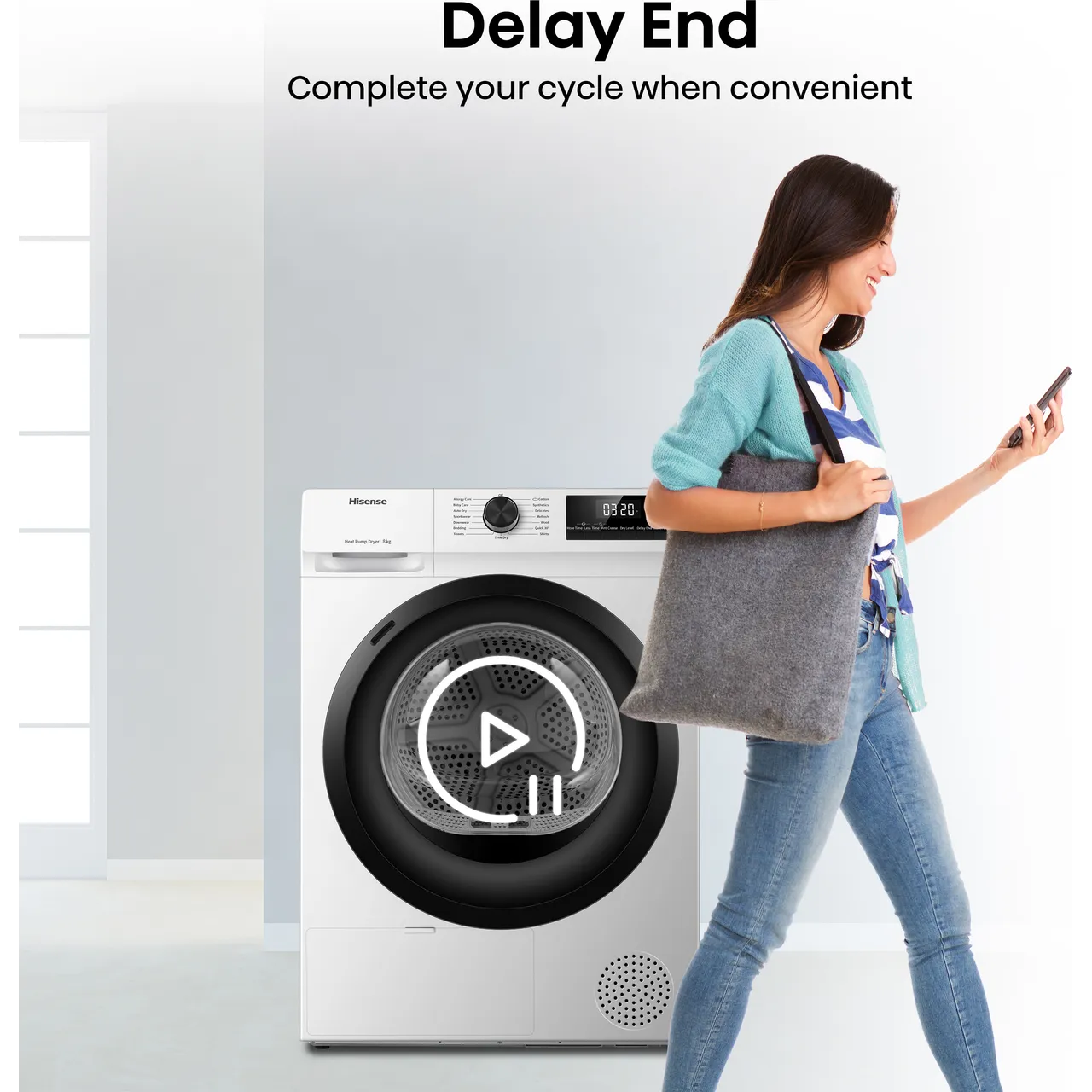 Hisense 1Q Series DH1Q802BW2 8Kg Heat Pump Tumble Dryer - White - A++ Rated (EX-DISPLAY/B)