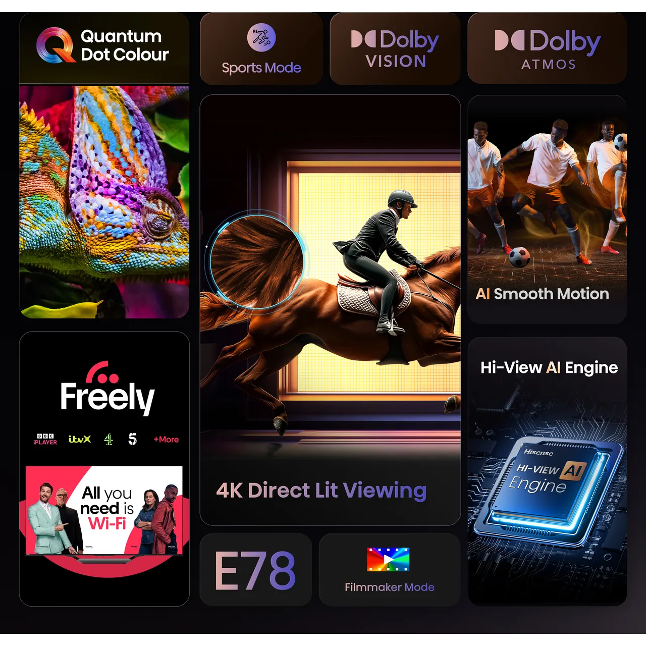 Hisense E7Q 65" 4K Ultra HD QLED Smart TV - 65E78QTUK