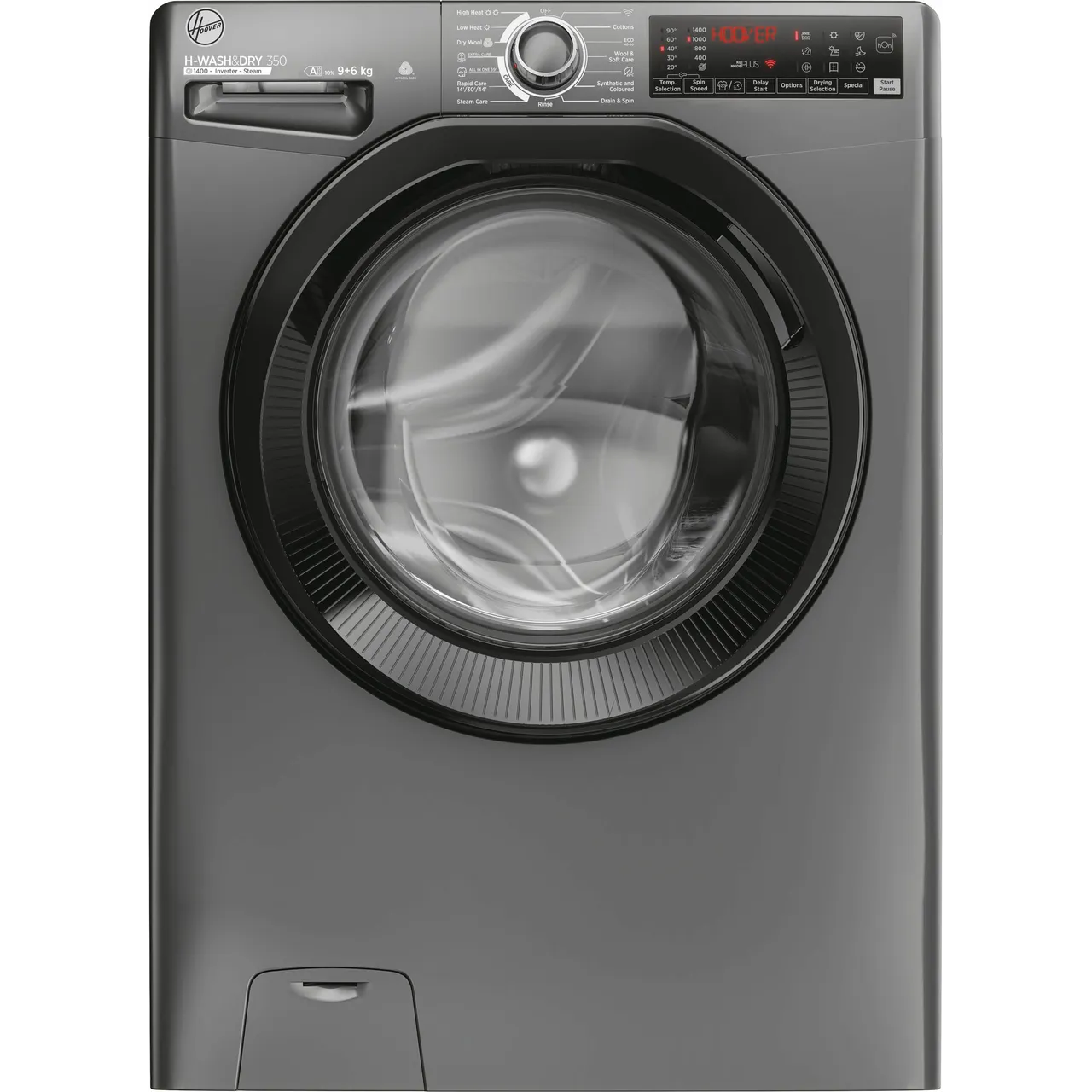 Hoover H-WASH&DRY 350 H3DPS4966TAMBR80 Wifi Connected 9Kg / 6Kg Washer Dryer with 1400 rpm - Graphite - D Rated [Wash&Dry], A Rated [Wash Only] (EX-DISPLAY/B)
