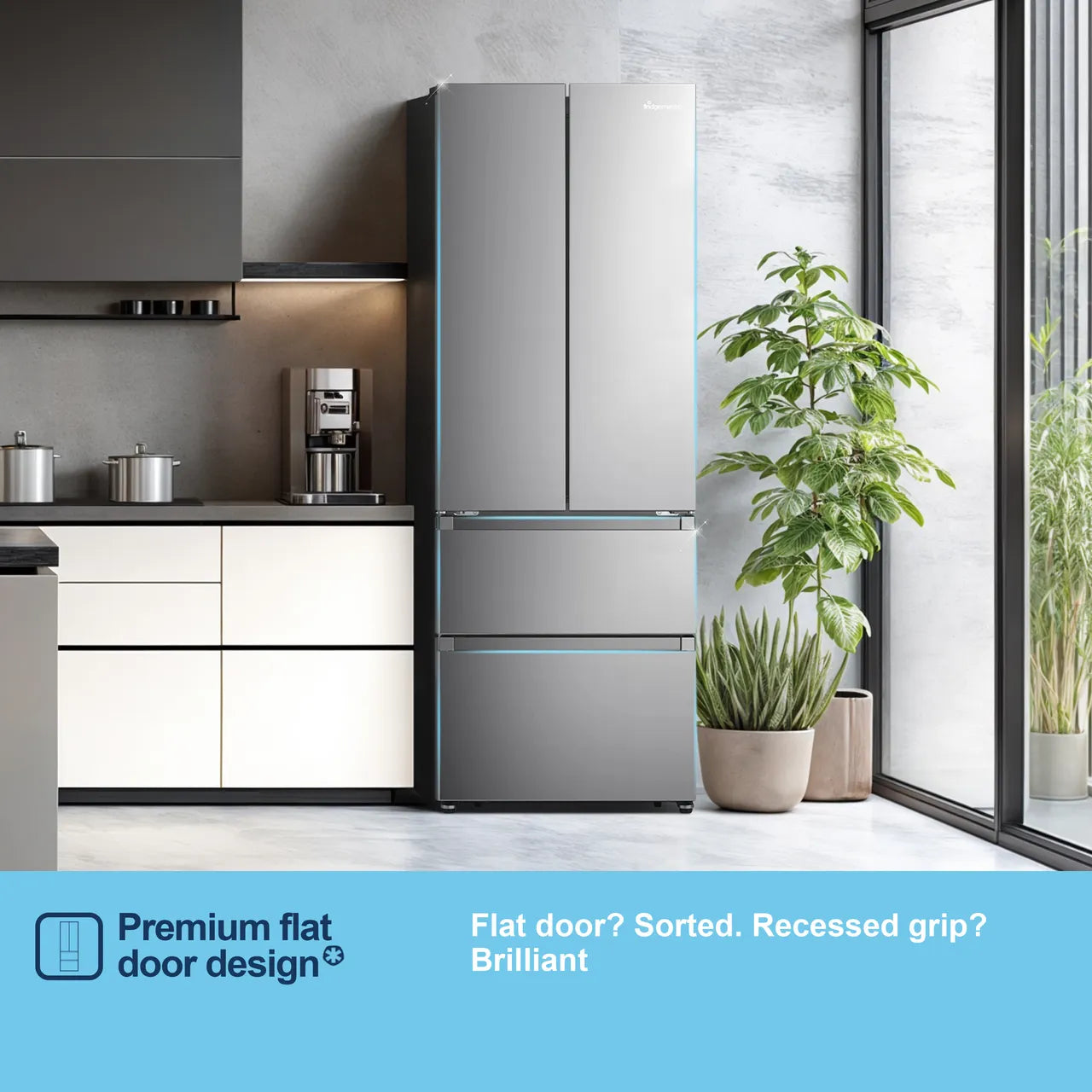 Fridgemaster MF70450ES Total No Frost Multi-door American Fridge Freezer - Silver - E Rated (EX-DISPLAY/C)